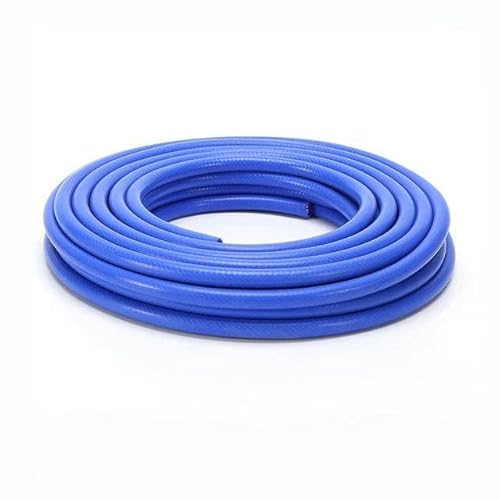 1 m, 6–32 mm Innendurchmesser, rot/blau, Silikonschlauch, verstärkt, geflochtener Gummischlauch, Wasserleitung, Hochdruckleitung, blau, 14 x 20 mm