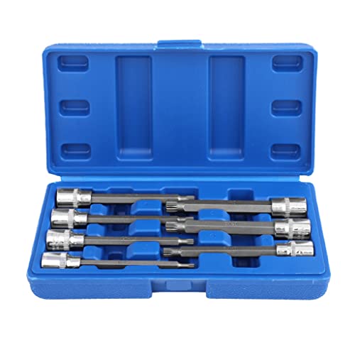 3/8 Zoll für extra langes Inbus-Bit-Steckschlüssel-Set mit Aufbewahrungsbox, metrisch, 3 mm - 10 mm, 7-teiliges Set