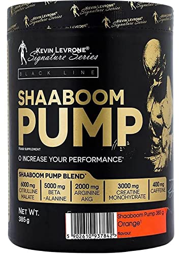 KEVIN LEVRONE Shaaboom Pump Black Line Pre-workout Booster | 385g je Behälter | Geschmack: Orange-Mango | Hardcore Pump Training Pulver | Citrulin Koffein Beta Alanin