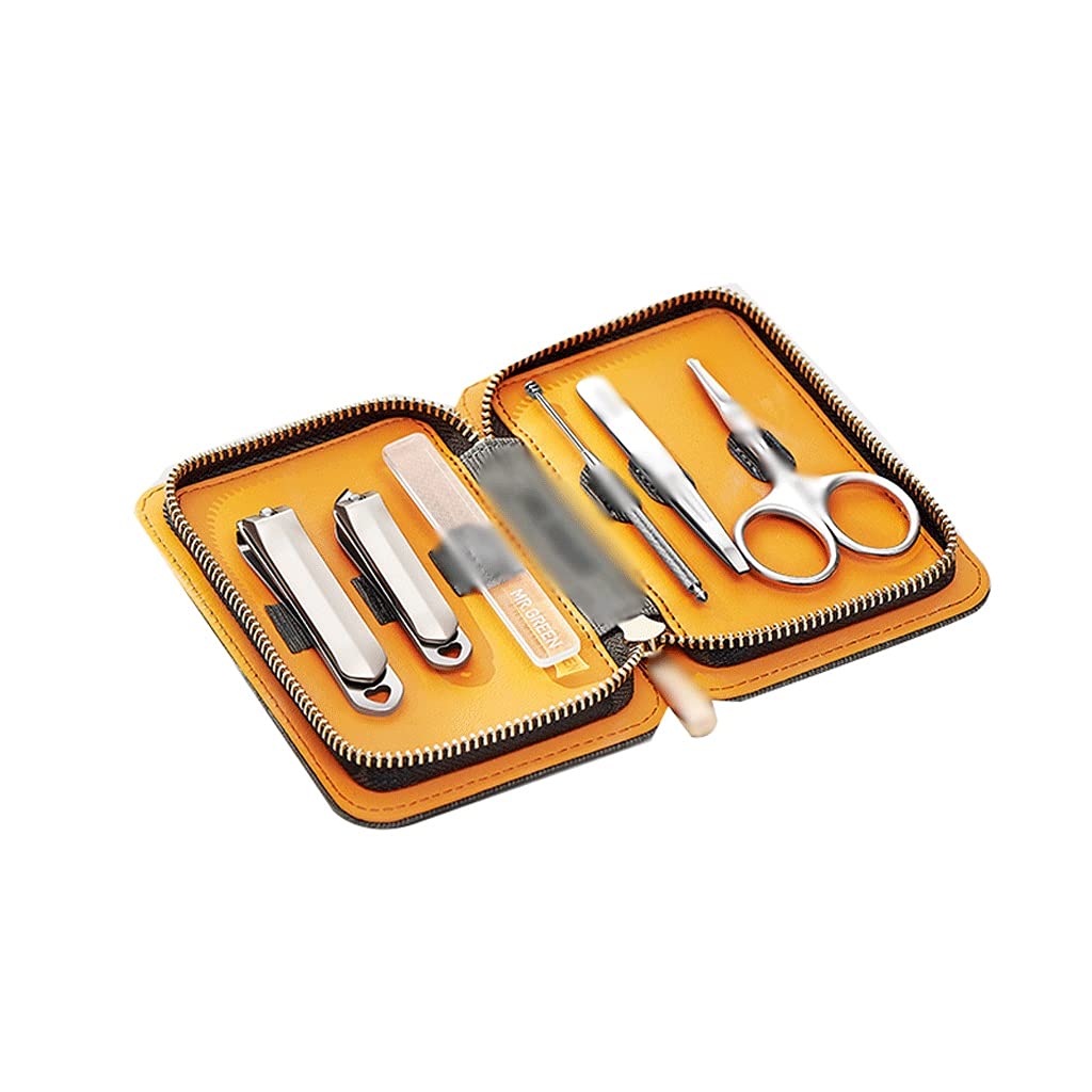 VSULZVNU Nagelpflege-Set, 6-teilig, Maniküre-Set für Damen und Herren, Premium-Edelstahl-Nagelknipser-Set mit Lederetui, Pediküre-Set