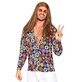 W WIDMANN MILANO Party Fashion - Hemd 70er Jahre Groovy Style, Flower Power, Disco Fever, Faschingskostüme