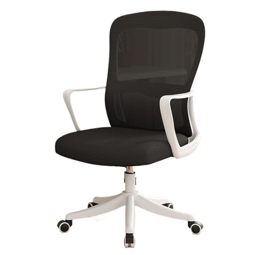 Zhaoj24-05 Bürostuhl Ergonomischer Bürostuhl, ergonomisch, for Büro, Heimschreibtisch, Netzstoff, feste Armlehne, Chefsessel, Computerstuhl mit Lordosenstütze Schreibtischstuhl(Weiß)