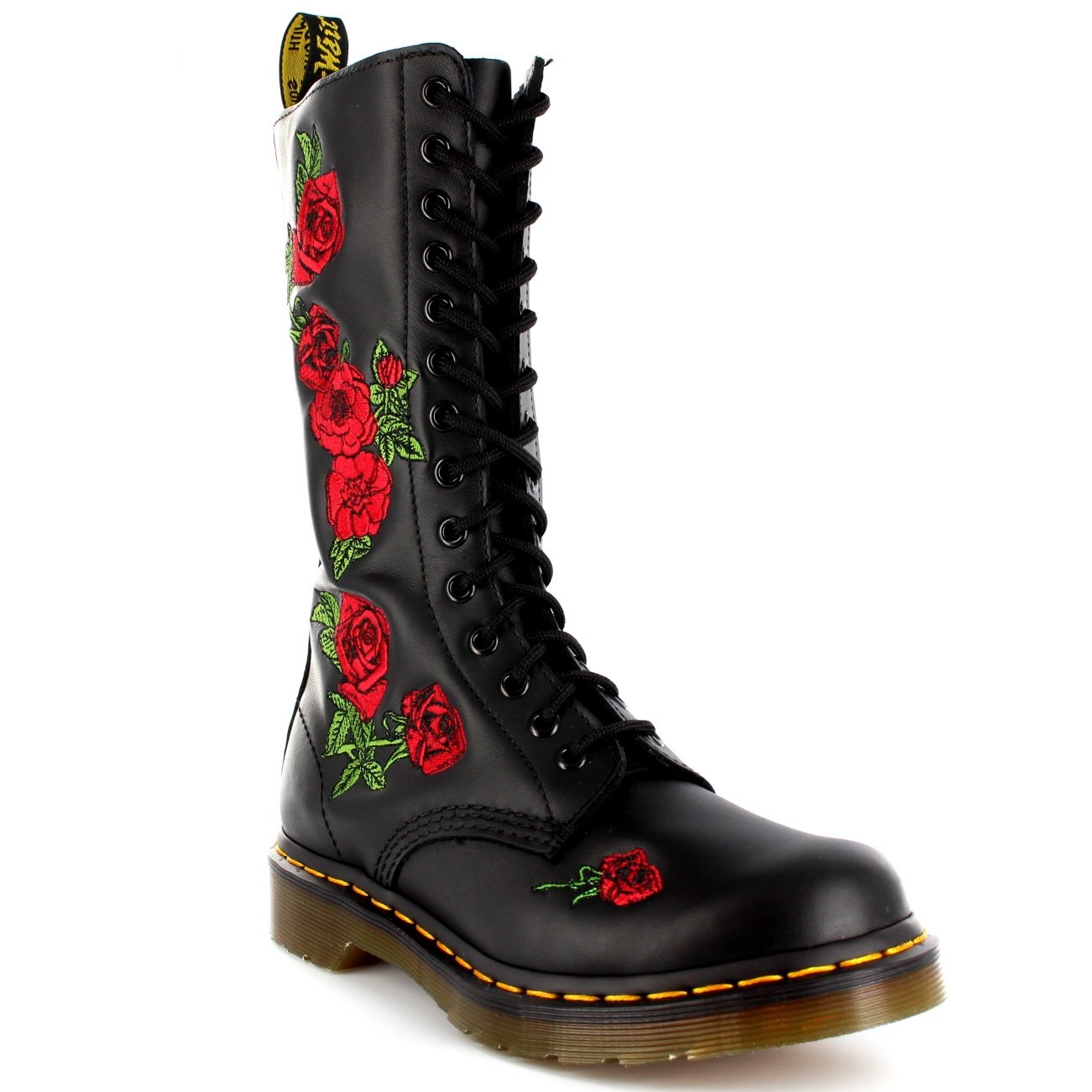 Dr. Martens VONDA Embroidery BLACK, Damen Combat Boots, Schwarz (Black), 43 EU (9 Damen UK)