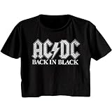 ACDC Rock Band Back in Black Album Damen Cali Crop Top T-Shirt, Schwarz, Mittel