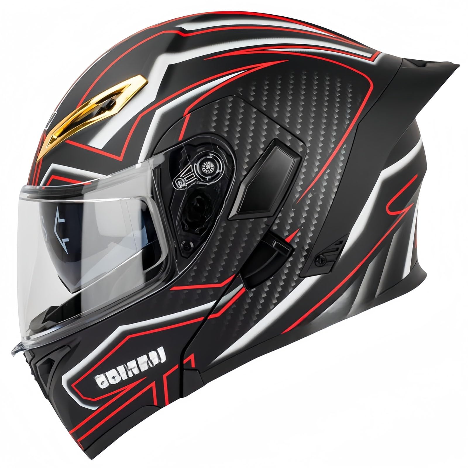 Modularer Motorradhelm, integrierter Motorradhelm, ECE-geprüfter, atmungsaktiver Rollerhelm mit Doppelvisier, Herren- und Damen-Rollerhelm, Doppel-Integralhelm H,XL61-62CM