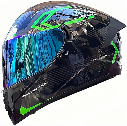 Integral-Motorradhelm Mit Doppeltem Antibeschlag-Visier, DOT/ECE-Zugelassener Integral-Motorradhelm Für Männer, Frauen, Erwachsene J,XXL63~64CM