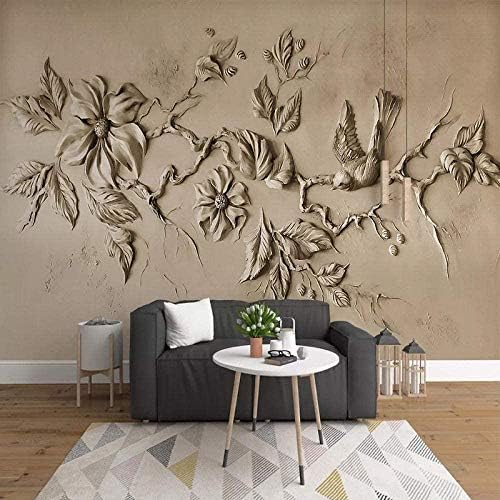 XLMING Dreidimensionales Relief Magnolienvogel 3D Tapeten Home Esszimmer Sofa Schlafzimmer Wohnzimmer TV Hintergrund-200cm×140cm