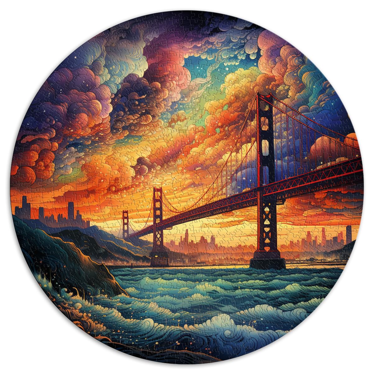 Puzzle zum Verschenken, Golden Gate Bridge, 1000-teiliges Puzzle für Erwachsene, 67,5 x 67,5 cm, Denksportaufgabe, herausfordernd, aber unterhaltsam und humorvoll