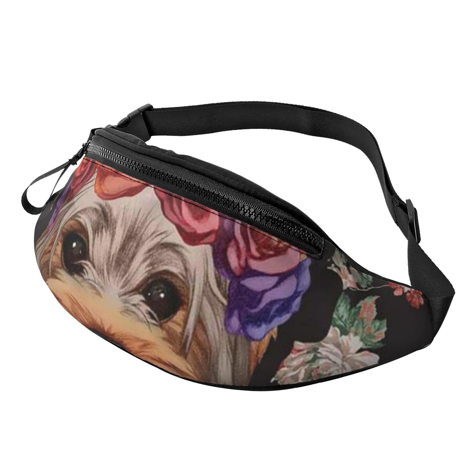 HSJFS Sporttasche mit buntem Blumen- und Schmetterlings-Aufdruck, lässige Brusttasche, Yorkie Floral, Einheitsgröße