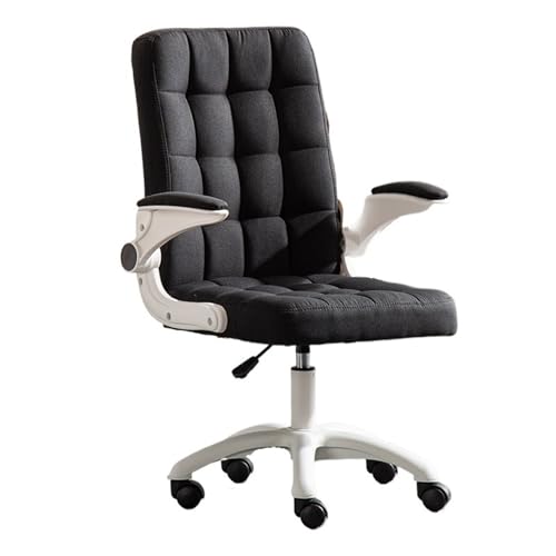 Zhaoj24-05 Bürostuhl Ergonomischer Home-Office-Stuhl mit verstellbaren Armlehnen, weicher und bequemer Stoff-Bürostuhl, Arbeitszimmerstuhl, mittelhohe Rückenlehne, Drehsitz Schreibtischstuhl(Schwarz)