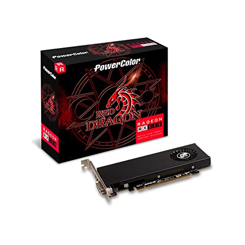 SIMPLETEK Powercolor Red Dragon Radeon AMD RX550 4GB GDDR5 - Hle Low Profile LP 128bit Dvi-D - HDMI Pcie 3.0 4K Qxga Full HD Montiert Gaming Grafiken Editing