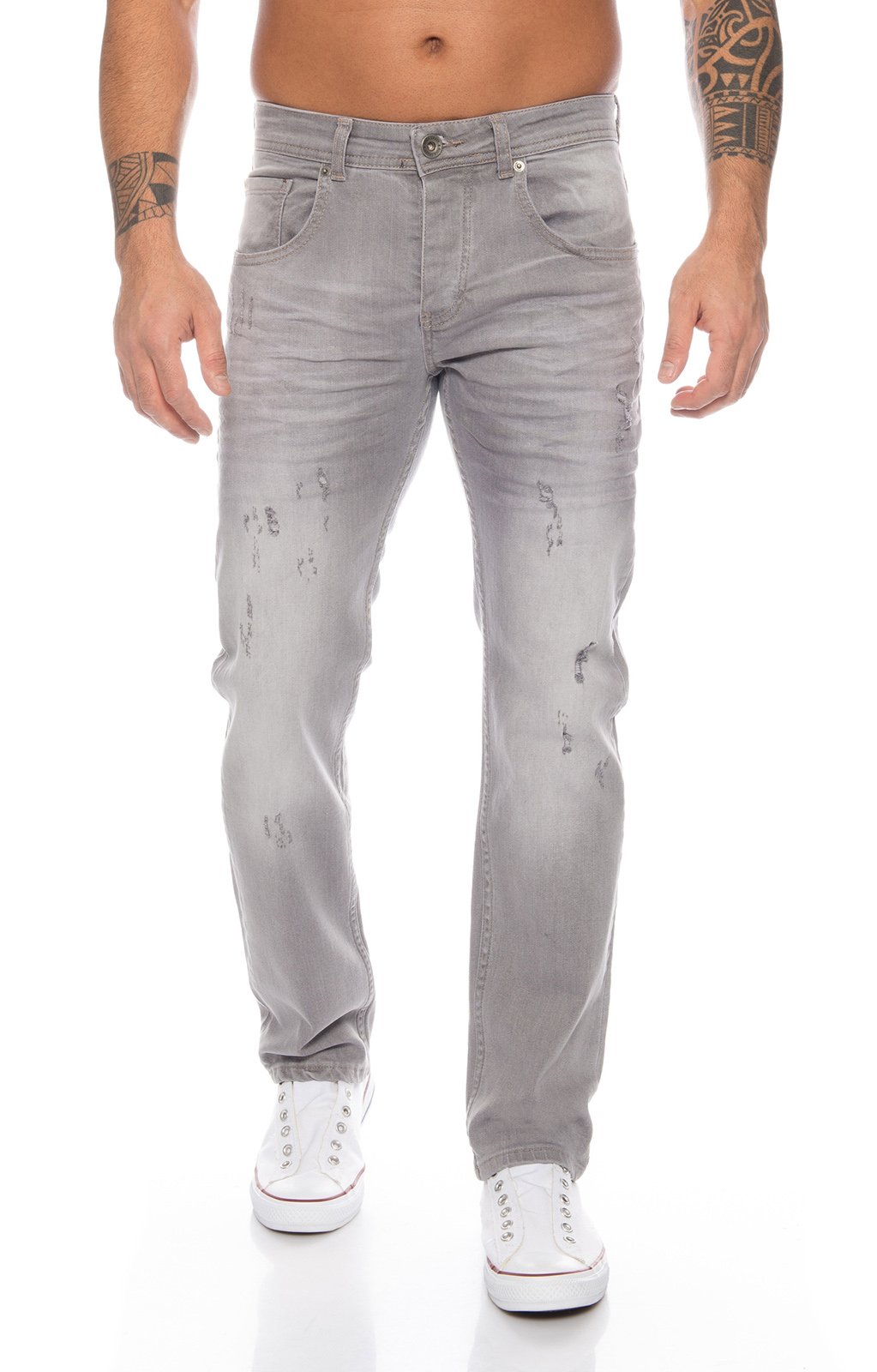 Rock Creek Herren Jeans Destroyed Grey RC-2105 [W36 L30]