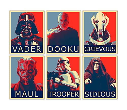 Star Wars Villains Hope Poster – Set mit 6 Bildern (20,3 x 25,4 cm) – Darth Sidious Vader Maul Count Dooku General Grievous Stormtrooper