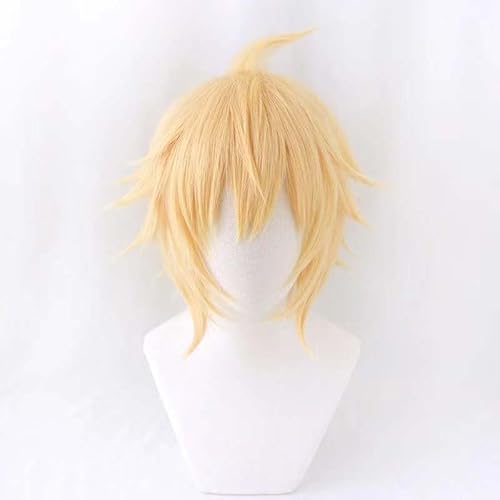 WCCNKK Seraph of The End Mikaela Hyakuya Hair, Hellblonde Perücke, Halloween-Karneval-Weihnachtskostüm Cosplay-Perücken + Perücke-Kappe, Dekorative Accessoires, Anime-Fan-Geschenk