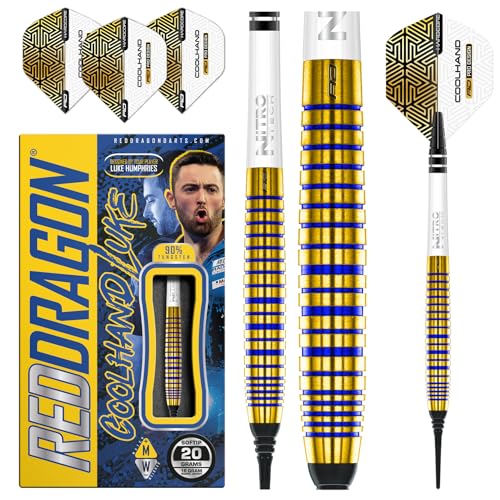 RED DRAGON Luke Humphries TX3 Gold SE 20 Gramm Premium Wolfram Softip Dart Set mit Flüge und Schäften