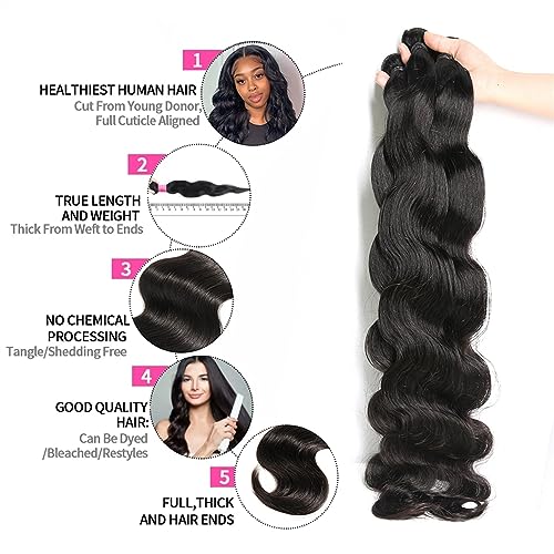 Human Hair Bundles Menschliches Haar Bundles Weben Brasilianische Haar Bundles Lose Körper Welle 1/3/4 Bundles Reines Rohes Remy Haar Extensions for frauen 12-32 zoll human hair weave (Size : 38 38 3