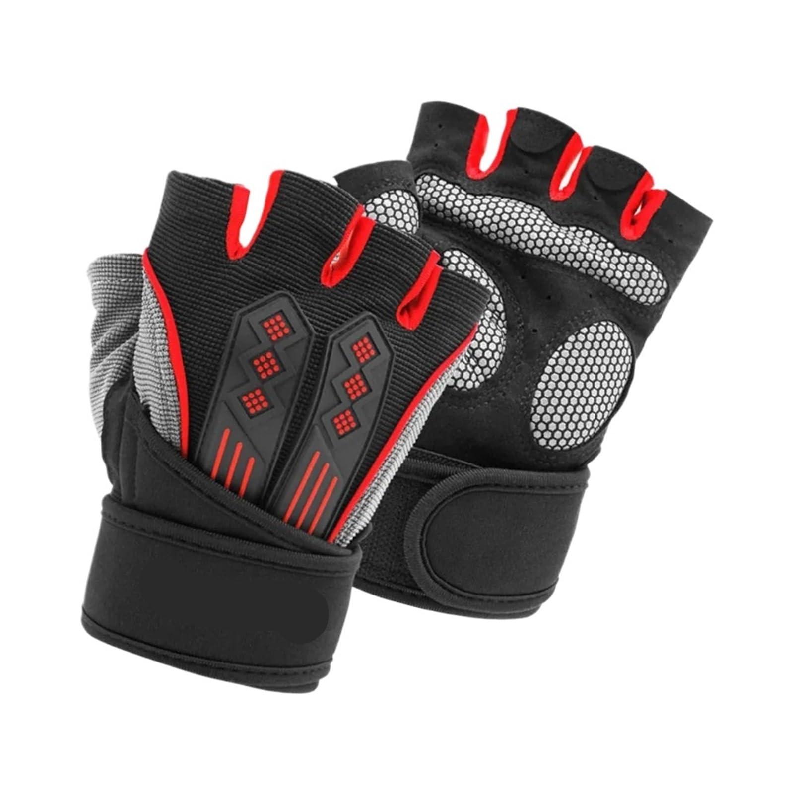 LYHYDMA Fitness-Handschuhe Stoßfeste Pad-Fahrradhandschuhe, Halbfinger-Sporthandschuhe for Herren und Damen, Sommer, Fahrrad-Fitnessstudio, Fitnesshandschuhe, Fahrradhandschuhe(Red,XL)