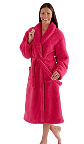 Damen Fleece Bademantel LUXUS Robe marineblau pink lila - Größe 10 12 14 16 18 20 22 24 - Tief Rosa, L 18-20