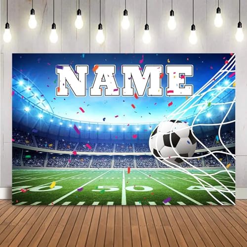 Cust IZE Name Hintergrund DIY Junge Geburtstag Fußball Fußball Feld Sport Hintergrund für personalisierte Geburtstagsdekoration 240X180cm