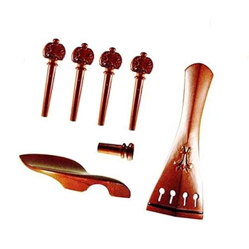 Violin Music Instrument Zubehör Geschnitzte Violinteile 4/4 Violine Ebenholz/Buchsbaum Saitenhalter Geige Saitenhalter Wirbel Kinnhalter Endpin SET(Color:535)