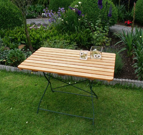 TPFGarden Klapptisch Bad BELZIG Robinienholz 70x110cm Stahlgestell in Grün