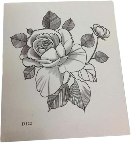 Tätowierung, temporäre Tätowierungen, Schöne Tattoo-Aufkleber, 3 Blatt Gothic Black Rose Temporäre Tattoo-Aufkleber, die Narben auf dem Handrücken bedecken, Fake-Tattoos im Punk-Stil (Color : White)