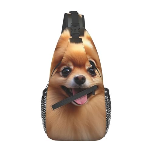 CSGJMYGS Schultertasche für Damen und Herren, für Pool, Zimmer, Kreuz-Brusttasche, diagonal, lässig, modisch, Reisen, Wandern, Tagesrucksack, Pommerischer Hund, Einheitsgröße