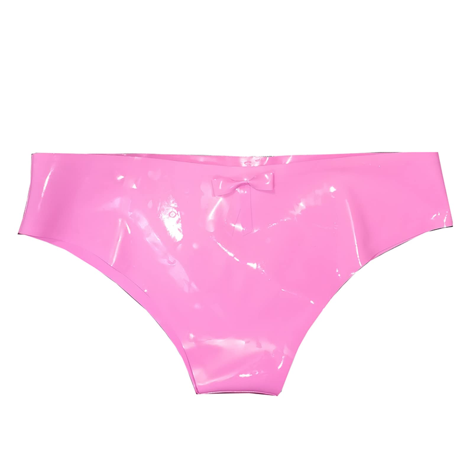 Latex Slips Niedrige Taille Gummi Mädchen Enge Shorts mit Schleife-Knoten Handarbeit,Rosa,S