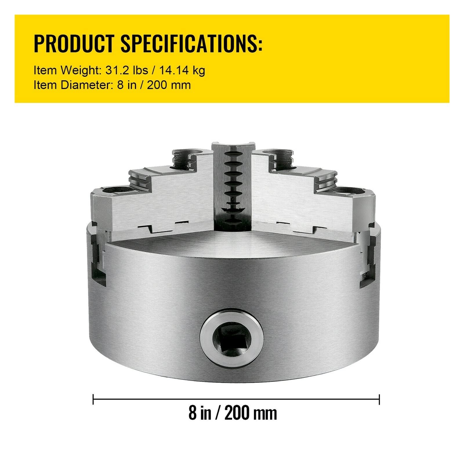 K11-160A K11-200A K11-250A 3-Backen-Drehfutter, selbstzentrierend, umkehrbare Backe for CNC-Drehmaschine, Schleifen, Fräsmaschine, Bohrer Robust und langlebig(K11-200A 8 inch)