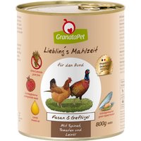 Sparpaket GranataPet Liebling's Mahlzeit 12 x 800 g - Fasan & Geflügel mit Spinat, Tomaten und Leinöl