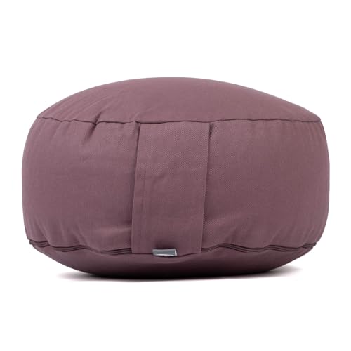 Bodhi Meditationskissen Rondo ECO | Yogakissen mit Bio Dinkelfüllung | Bezug aus 100% Baumwolle | Waschbarer Bezug mit praktischer Trageschlaufe | Höhe 20 cm (Dusty Purple)