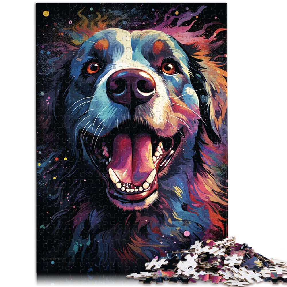 Puzzle Bunter Psychedelischer Galaxie-Schäferhund für Erwachsene, 1000 Teile, Puzzle-Geschenke, Holzpuzzle als Geschenk für die ganze Familie und die 1000 Teile (50 x 75 cm)