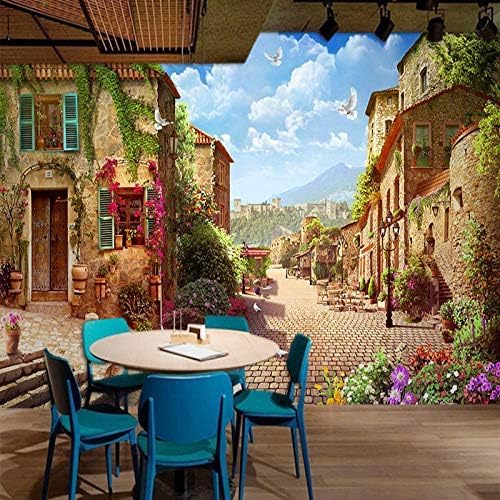 XLMING Vintage Street View Restaurant Cafe 3D Tapeten Home Esszimmer Sofa Schlafzimmer Wohnzimmer TV Hintergrund-300cm×210cm