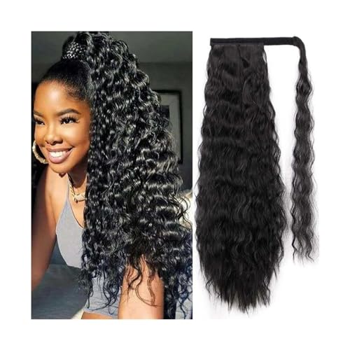 Pferdeschwanz Haarteil Kinky Straight Wrap Around Pferdeschwanz-Haarteil Afro Yaki Straight Pony Tails Extensions for schwarze Frauen Clip-in-synthetische Pferdeschwanzverlängerung Pferdeschwanz Haarv