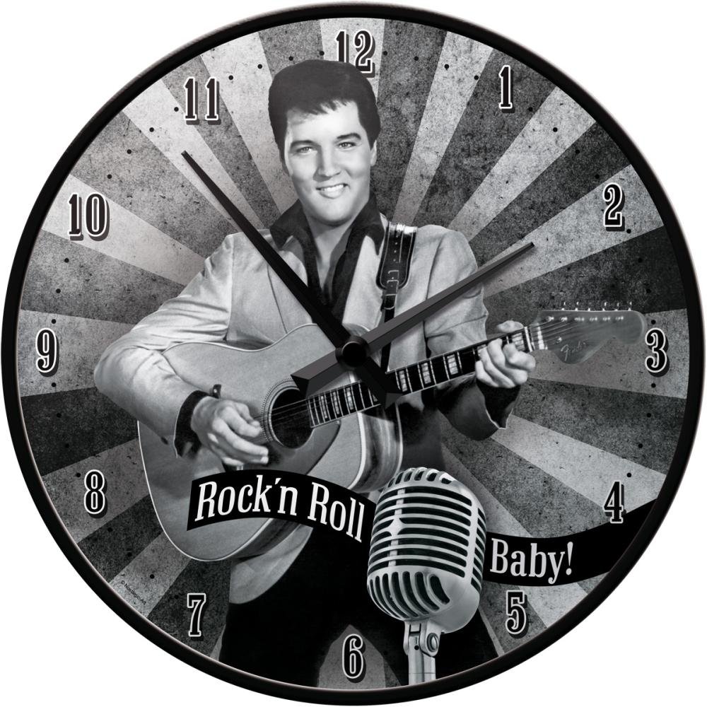 Nostalgic-Art 51052 Celebrities - The King - Rock and Roll Baby, Wanduhr 31 cm