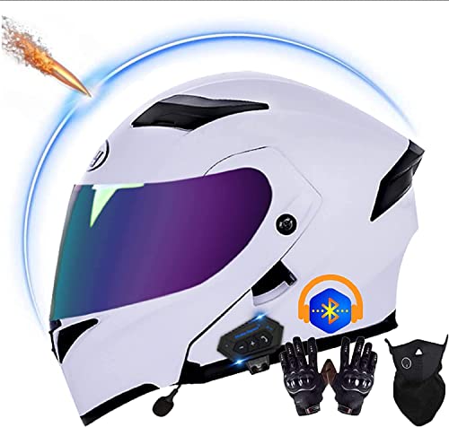 Motorradhelm,Klapphelm Bluetooth Motorrad Helm,Modularer Motorrad Helm Eingebautes Bluetooth-Headset,ECE Genehmigt Integralhelm Motorradhelm Mit Doppelter Sonnenblende