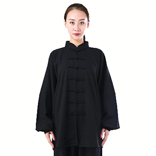 ZEDDG Kampfkunst Anzug Herren Damen Kung Fu Kleidung und Tai Chi Uniform Traditionelle Chinesische Kostüm für Meditation und Qigong,Black-M