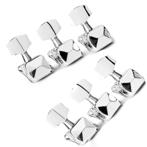 Strings Tuning Pegs Mechaniken Für Gitarre Set (6 Stück) Chrom-Silber-Ersatzteile für halbgeschlossene Stimmwirbel für Akustikgitarren