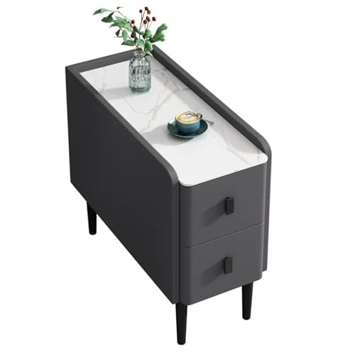 FUHAI-666 Wohnzimmer Sofa Schmal Sideboard Beistelltisch Aufbewahrungsschrank mit 2 Schubladen Beistelltisch Schmal Schrank Sofa Fugenschrank(DARK GRAY,25x80x60cm)