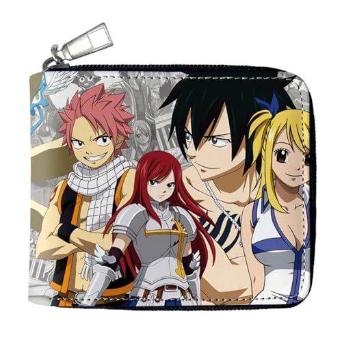 FAI-ry TA-il Geldtasche Anime, PU-Leder Münzbörsen mit Reißverschluss, Mädchen Geldtasche mit Münzfach und Geldscheinfach(Color:Multicolor 1)