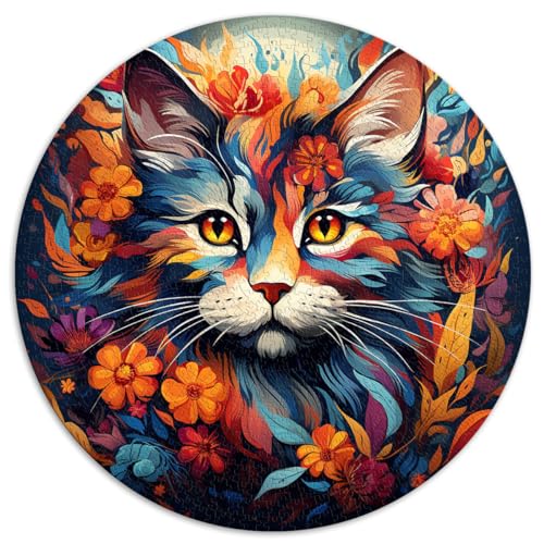 Spielgeschenk Puzzle Katze in Blumen Puzzle 1000 Teile 67,5 x 67,5 cm Puzzle Lernspiele Interessante Puzzles zur Stressreduzierung