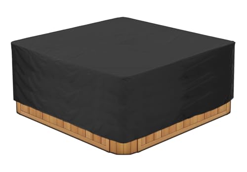 BaCover Outdoor Quadrat Whirlpool-Abdeckung, Allwetter Garten Spa Abdeckung aus 210D Oxford, Wasserdicht, Staubdicht, UV-geschützt Poolabdeckung,Schwarz,200x200x85cm