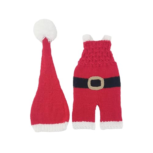 LYBZLJ Niedlicher Neugeborener Baby Santa Cosplay Anzug Fotografie Requisiten Weihnachten Kleinkinder Mütze Strampler Overall Festliches Kostüm Zubehör Infant Santa Cosplay Anzug