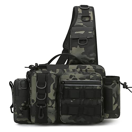 Knadgbft Multifunktionale Angelausrüstung Tasche Schulter Messenger Bag Köder Ausrüstung Lagerung Wasserdichte Angeltasche-B, camouflage