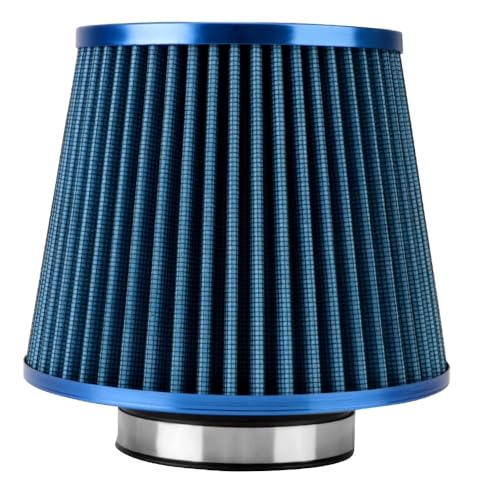 Induktion Schlauch Kit Universal 70MM Auto-Luftfilter Entlüftungsfilter High Flow Intake Kit Mesh Cone Motorschutz Ersatz Autozubehör Auto Luftansaug(Red 70mm Blue)