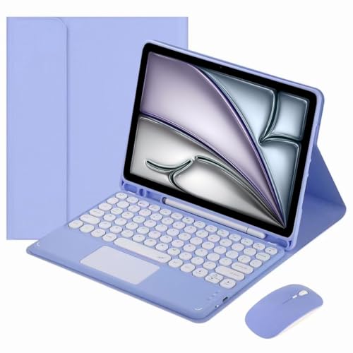 Bueuwe Tastatur Hülle für iPad Air 11 Zoll 2024 (M2) Und iPad Air 5. Und 4. Generation, Abnehmbare Bluetooth-Tastatur Mit Stifthalter,Lila