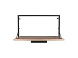 LED Wandregal LEONIE mit Holzablage, Flex Connect und Metallgestell in Schwarz & Holz 50x30cm