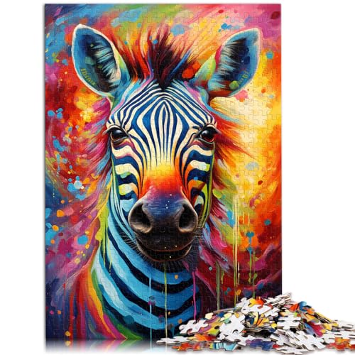 Puzzle für farbenfrohes psychedelisches Tierzebra, 1000 große Teile, Puzzle für Erwachsene, Holzpuzzle, anspruchsvolles, schwieriges Puzzle, 1000 Teile (50 x 75 cm)