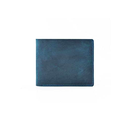 TREGOO Portemonnaie Herren Echtes Leder Brieftaschen Bifold Geldbörse Vintage Leder Clutch Männer Geldbörsen Retro Münze Tasche Männer Geldbörsen (Color : Blue)