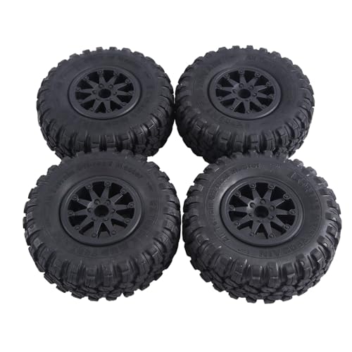 Richeyty 4 StüCk 118 X 44 mm 2,2 Gummireifen und Beadlock-Felge Aus Kunststoff für 1:10 RC Rock Crawler Axial SCX10 RR10 RC Auto, Schwarz